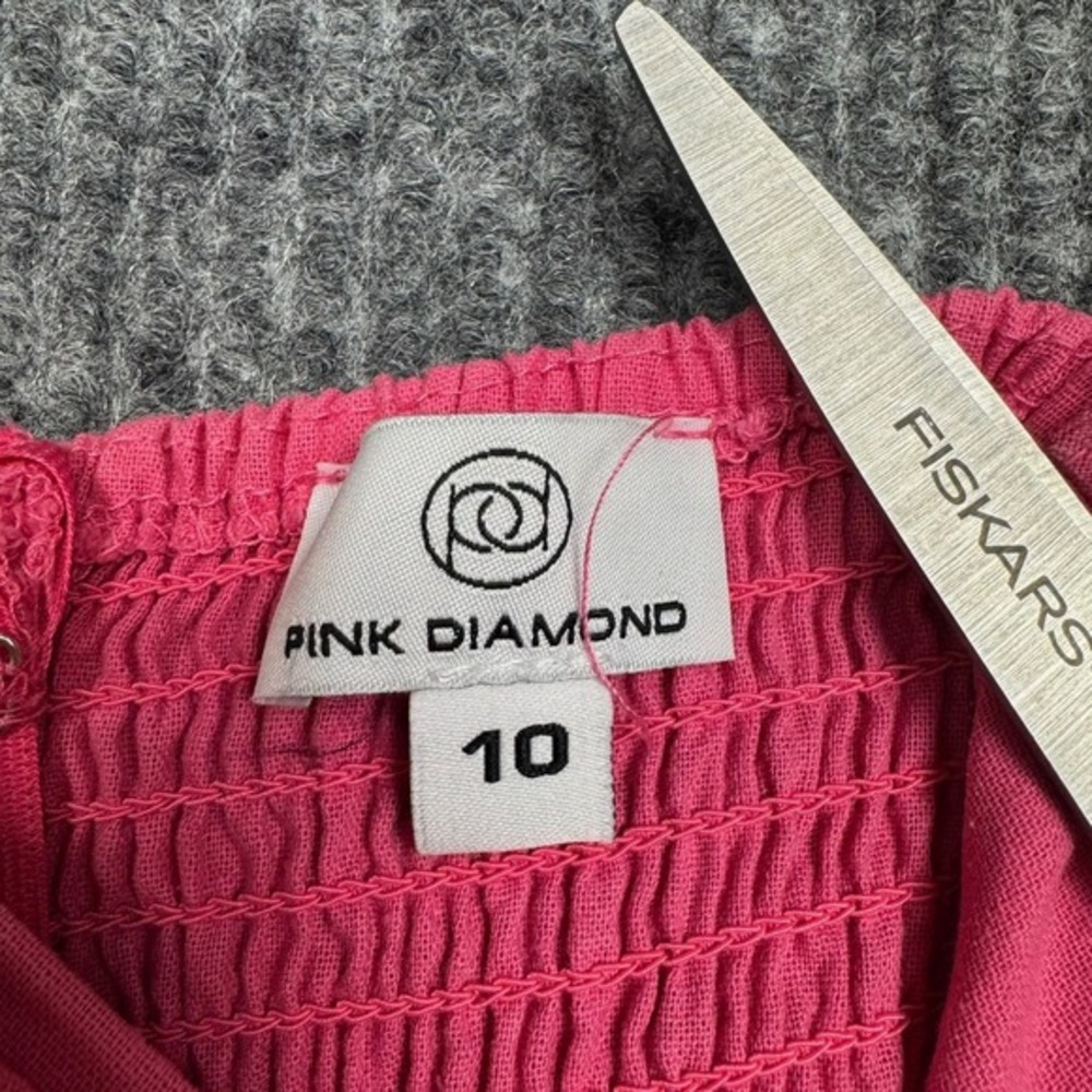 Pink Diamond Maxi Dress Twist Front Smocked Tiered Coquette Cotton Sundress - Picture 6 of 13